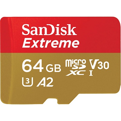 Карта памяти SanDisk Extreme microSDXC 64GB UHS-I A2 U3 C10 R160/W60MB/s (SDSQXA2-064G-GN6MA)