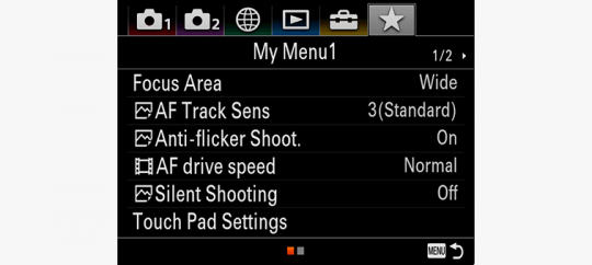 Sony Alpha A7M3 меню