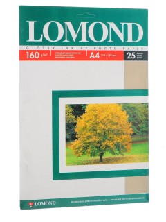 Фотобумага LOMOND A4 Односторонняя глянцевая, 160 г/м2, 25 листов
