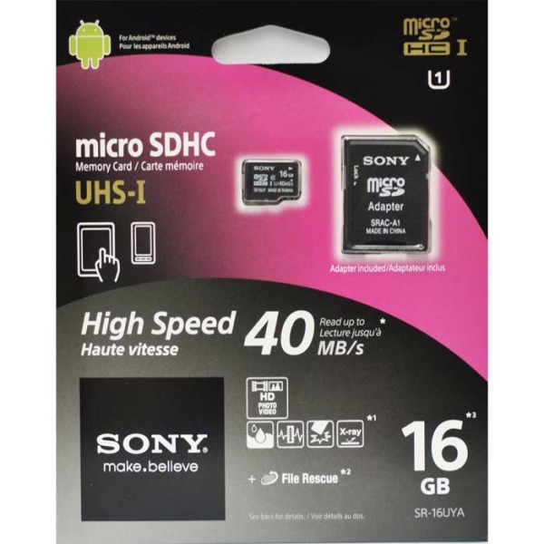 Карта памяти Sony microSDHC 16GB Class 10 (адаптер в комплекте) - «Бинар» Карта памяти Sony microSDHC 16GB Class 10 (адаптер в комплекте)