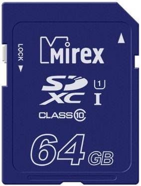 Карта памяти Mirex SDXC 64GB UHS-I R46/W25MMb/s (13611-SD10CD64)