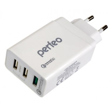 Сетевое зарядное устройство Perfero Fast 3, 3xUSB, QC3.0, белый