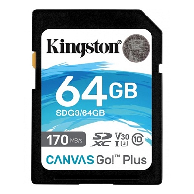Карта памяти Kingston Canvas Go! Plus SDXC 64GB UHS-I U3 V30 A2 R170/W70MB/s (SDG3/64GB)