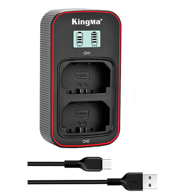Зарядное устройство с дисплеем KingMa BM058-FZ100, для двух аккумуляторов Sony NP-FZ100