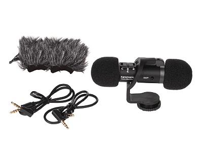 Микрофон Saramonic Vmic Mini Pro, двукапусльный, накамерный, направленный, 3.5mm