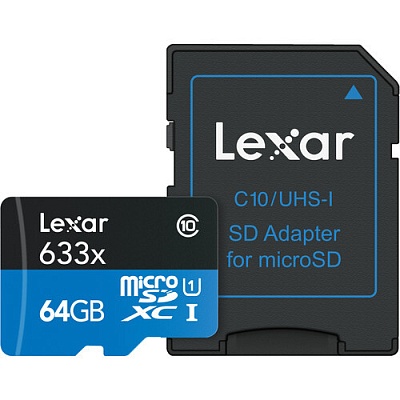 Карта памяти Lexar High-Performance microSDXC 64GB UHS-I U3 V30 R100/W45MB/s (LSDMI64GBB633A)