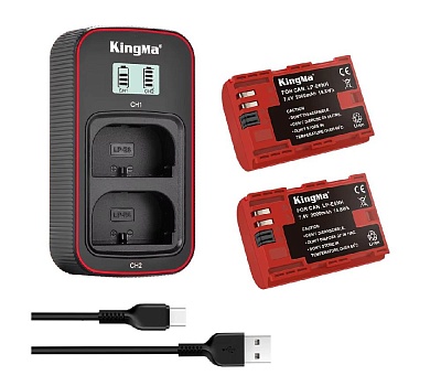 Зарядное устройство KingMa BM058 + 2 аккумулятора LP-E6NH (2000мАч) 