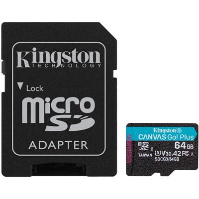 Карта памяти Kingston Canvas Go microSDXC 64Gb UHS-I U3 R170/W70Mb (SDCG3/64GB)