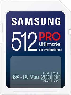 Карта памяти Samsung PRO Utimate SDXC 512GB U3 A2 V30 UHS-I R200/W130MB/s (MB-SY512S)