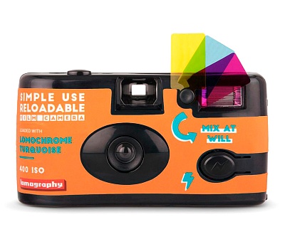 Многоразовый пленочный фотоаппарат Lomography Simple Use + пленка 400/27 Turquoise