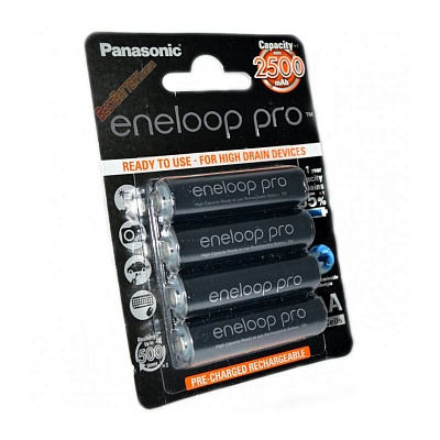 Аккумулятор Panasonic Eneloop Pro (BK-3HCDEC4BE), АА, 2500mAh, 4шт блистер с кейсом