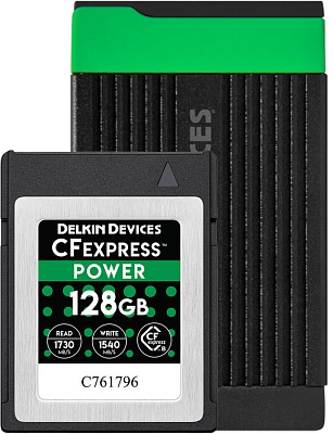 Комплект Delkin Power CFexpress Type B 128GB R1730/W1540MB/s (DCFX1-128-R) + картридер USB 3.2