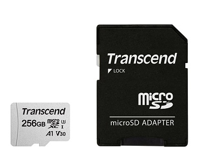 Карта памяти Transcend microSDXC 256GB UHS-I U3 V30 A1 R100/W45MB/s (TS256GUSD300S-A)