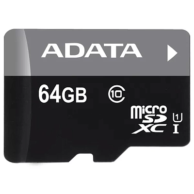 Карта памяти A-Data Premier microSDXC 64GB UHS-I U1 R30/W10MB/s (AUSDX64GUICL10-RA1)