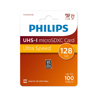 Карта памяти Philips microSDXC 128GB UHS-I U-3 V30 R100/W45MB/s (FM12MD55B/97)