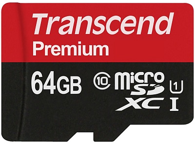 Карта памяти Transcend Premium microSDXC 64GB UHS-I R60/W10MB/s (TS64GUSDU1)