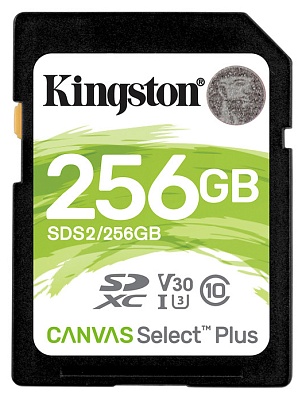 Карта памяти Kingston Canvas Select Plus SDXC 256GB UHS-I U3 V30 R100/W85MB/s (SDS2/256GB)