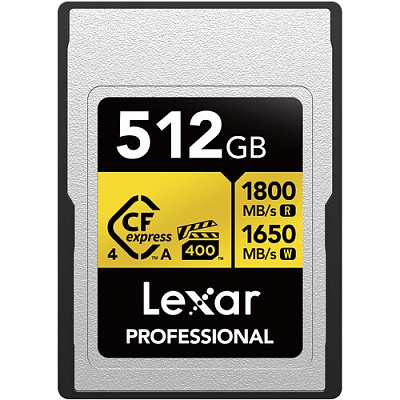 Карта памяти Lexar CFexpress Type A 512GB Professional GOLD Series (R1800/W1650) LCAEXG4512G-RNENG