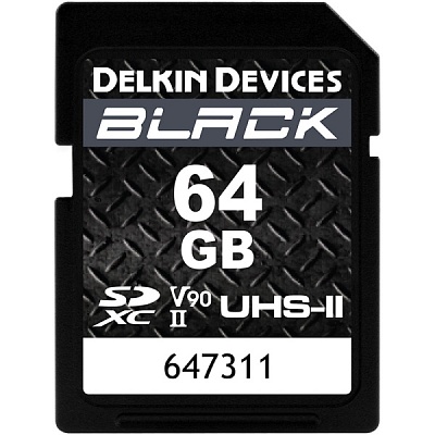 Карта памяти Delkin Black SDXC 64GB UHS-II U3 V90 R300/W250MB/s (DSDBV9064)