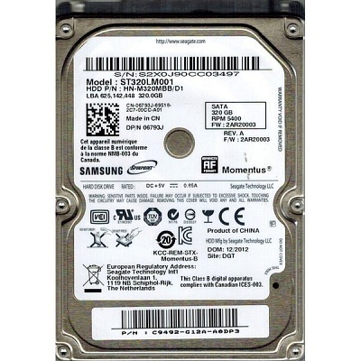 Жесткий диск комиссионный Samsung 320Gb 2.5" ST320LM001 (б/у, гарантия 14 дней)