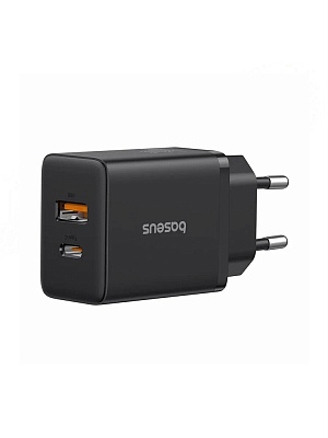 Сетевое зарядное устройство Baseus Fast Charger 1xUSB-C 1xUSB-A 30W черный