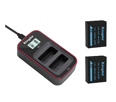 Зарядное устройство KingMa BM058 + 2 аккумулятора NP-W126 (1140мАч)