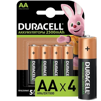 Аккумулятор  Duracell (AA-HR6/DX1500-4BL), АА, 2500, 4шт блистер