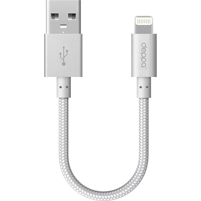 Кабель Deppa MFI USB - Lightning 0.15м, серебро