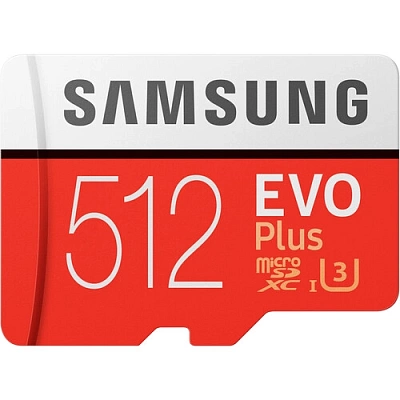 Карта памяти Samsung EVO Plus microSDXC 512GB UHS-I U3 R100/W90MB/s (MB-MC512HA/RU)