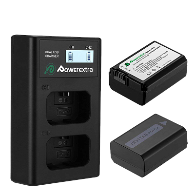 Зарядное устройство + 2 аккумулятора Powerextra NP-FW50 для двух аккумуляторов Sony FW50