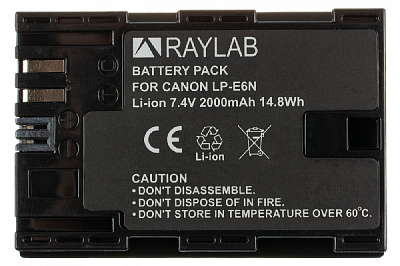 Аккумулятор Raylab RL-LPE6N, для Canon 60D/70D/80D/6D/7D/5D Mark II/5D Mark III/5D Mark IV/5DS/R