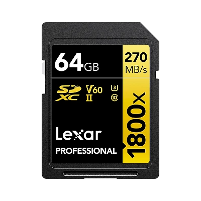 Карта памяти Lexar Professional SDXC 64GB UHS-II U3 V60 R280/W210MB/s (LSD1800064G-BNNNG)