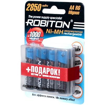 Аккумулятор Robiton АА, 2850mAh, 4шт + футляр