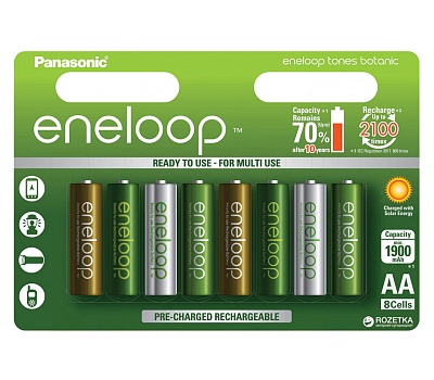 Аккумулятор Panasonic Eneloop Botanic Edition (BK-3MCCE/8TE), АА, 1900mAh, 8шт, блистер