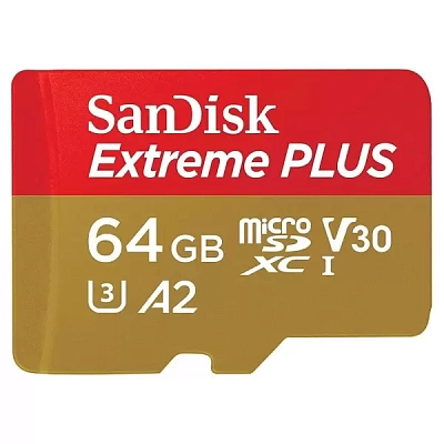 Карта памяти SanDisk Extreme Plus microSDXC 64GB UHS-I C10 V30 U3 R170/W90MB/s (SDSQXBZ-064G-GN6MA)