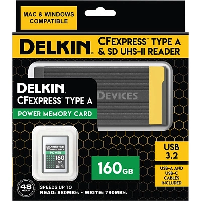 Комплект Delkin Power CFexpress Type A 80GB R880/W730MB/s + картридер  (DCFXAP80R58)