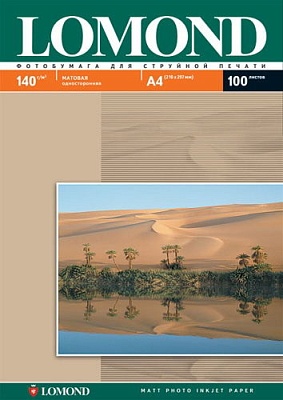 Фотобумага LOMOND A4 Односторонняя матовая, 140 г/м2, 100 листов