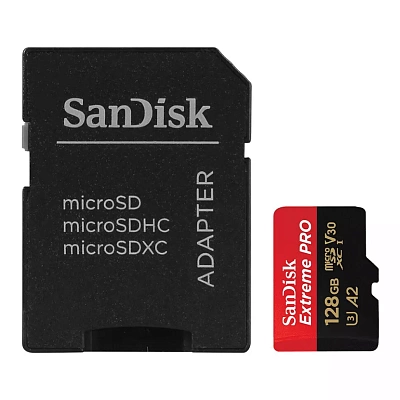 Карта памяти SanDisk Extreme Pro microSDXC 128GB UHS-I A2 V30 U3 R200/W90MB/s (SDSQXCD-128G-GN6MA)
