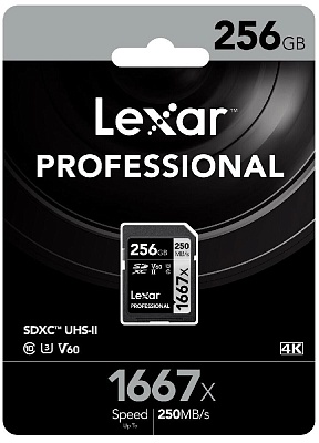 Карта памяти Lexar Professional SDXC 256GB UHS-II U3 V60 R250/W120MB/s (LSD256CB1667)