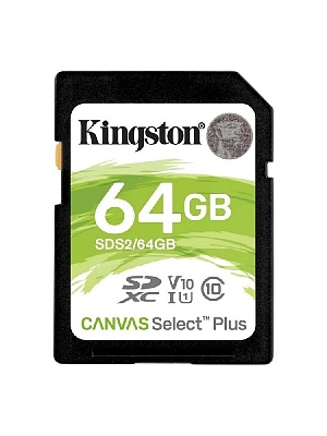Карта памяти Kingston Canvas Select Plus SDXC 64GB UHS-I U3 V10 R100/W10MB/s (SDS2/64GB)