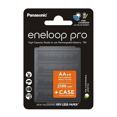 Аккумулятор Panasonic Eneloop Pro (BK-3HCDEC4BE), АА, 2500mAh, 4шт блистер с кейсом