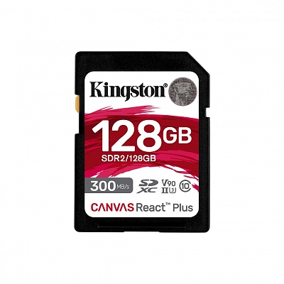 Карта памяти Kingston Canvas React Plus SDXC 128Gb UHS-II U3 V90 R300/W260MB/s (SDR2/128GB)