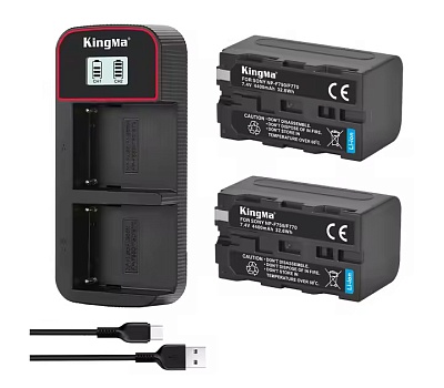 Зарядное устройство KingMa BM058 + 2 аккумулятора NP-F750 (4400мАч)