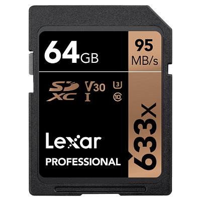 Карта памяти комиссионная Lexar Professional 633x SDXC 64GB UHS-I U3 V30 R95/W45Mb/s (LSD64GCB633) 