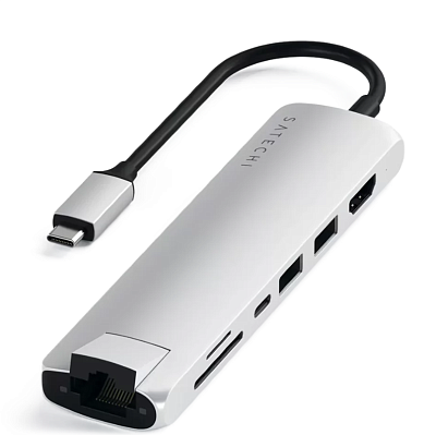 Хаб Satechi Type-C Slim Multiport with Ethernet Adapter Silver