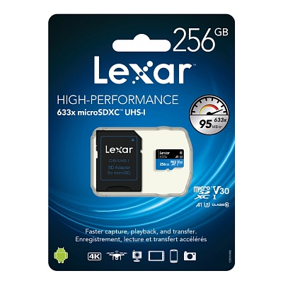 Карта памяти Lexar High-Performance microSDXC 256GB UHS-I U3 V30 R100/W45MB/s (LSDMI256BB633A)