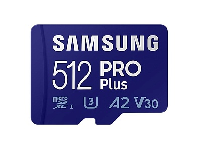 Карта памяти Samsung Pro Plus microSDXC 512GB U3 A2 V30 UHS-I R160/W120 (MB-MD512KA/EU)