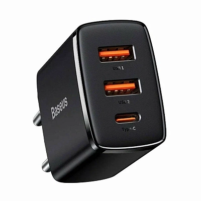Сетевое зарядное устройство Baseus Fast Charger 1xUSB-C 2xUSB-A 30W черный