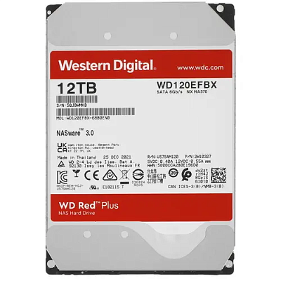 Жесткий диск WD Red Plus 12Tb (WD120EFBX), 3.5", 7200rpm
