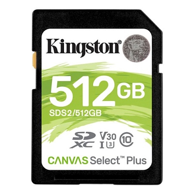 Карта памяти Kingston Canvas Select Plus SDXC 512GB UHS-I U3 V30 R100/W85MB/s (SDS2/512GB)